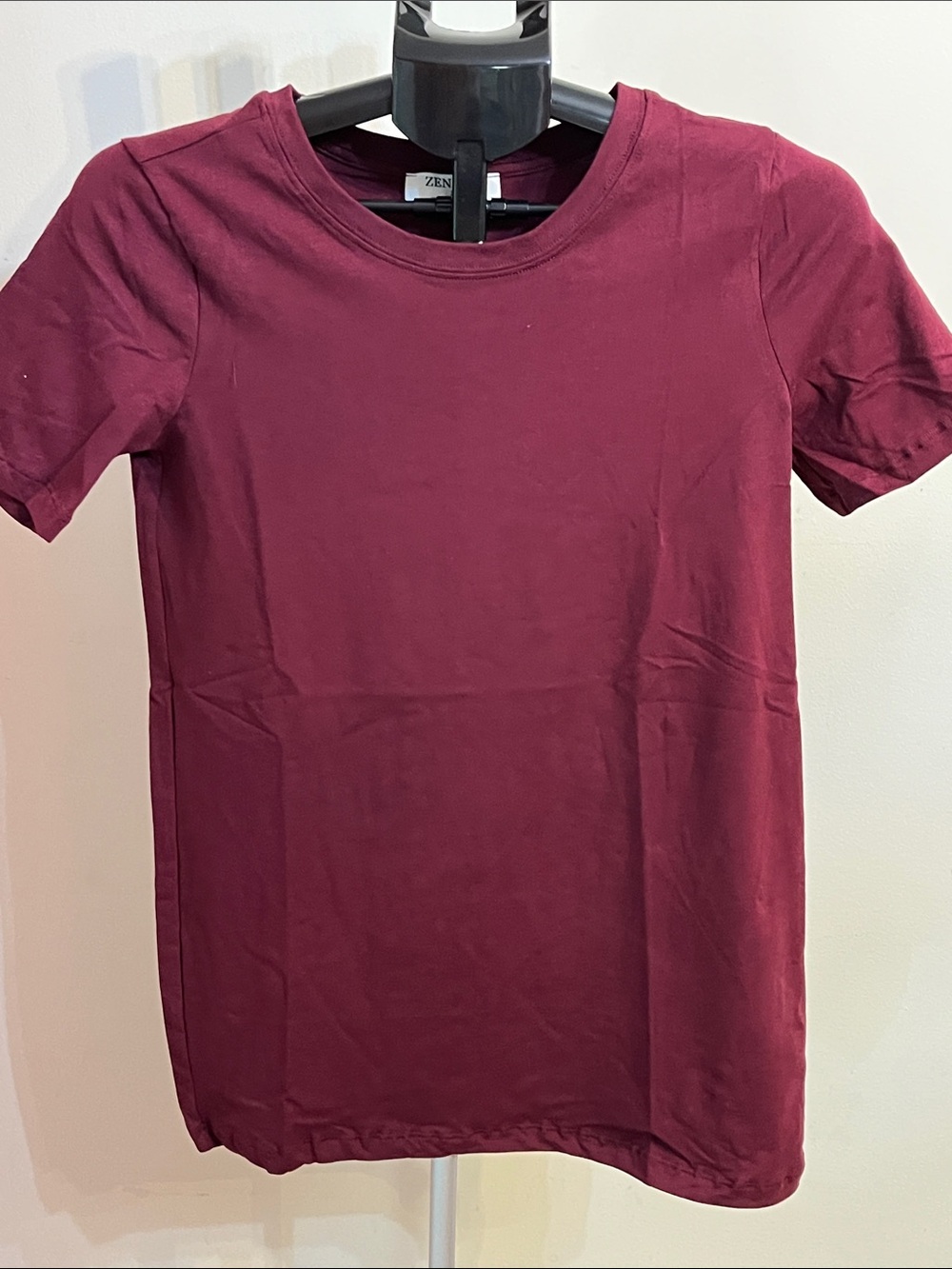 NIP Zenana Burgundy Crew Neck Short Sleeve Tee